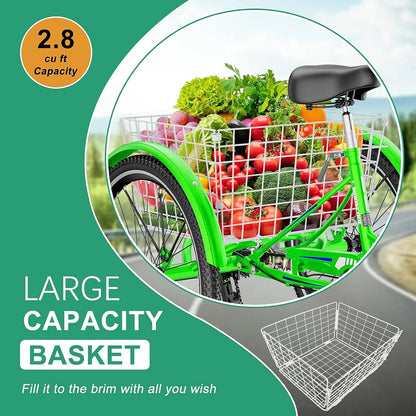 MOONCOOL Adult Tricycles with Rear Basket & Inflator, 24 26 in 7 Speed 3 Wheel Bikes, Three - Product image 38