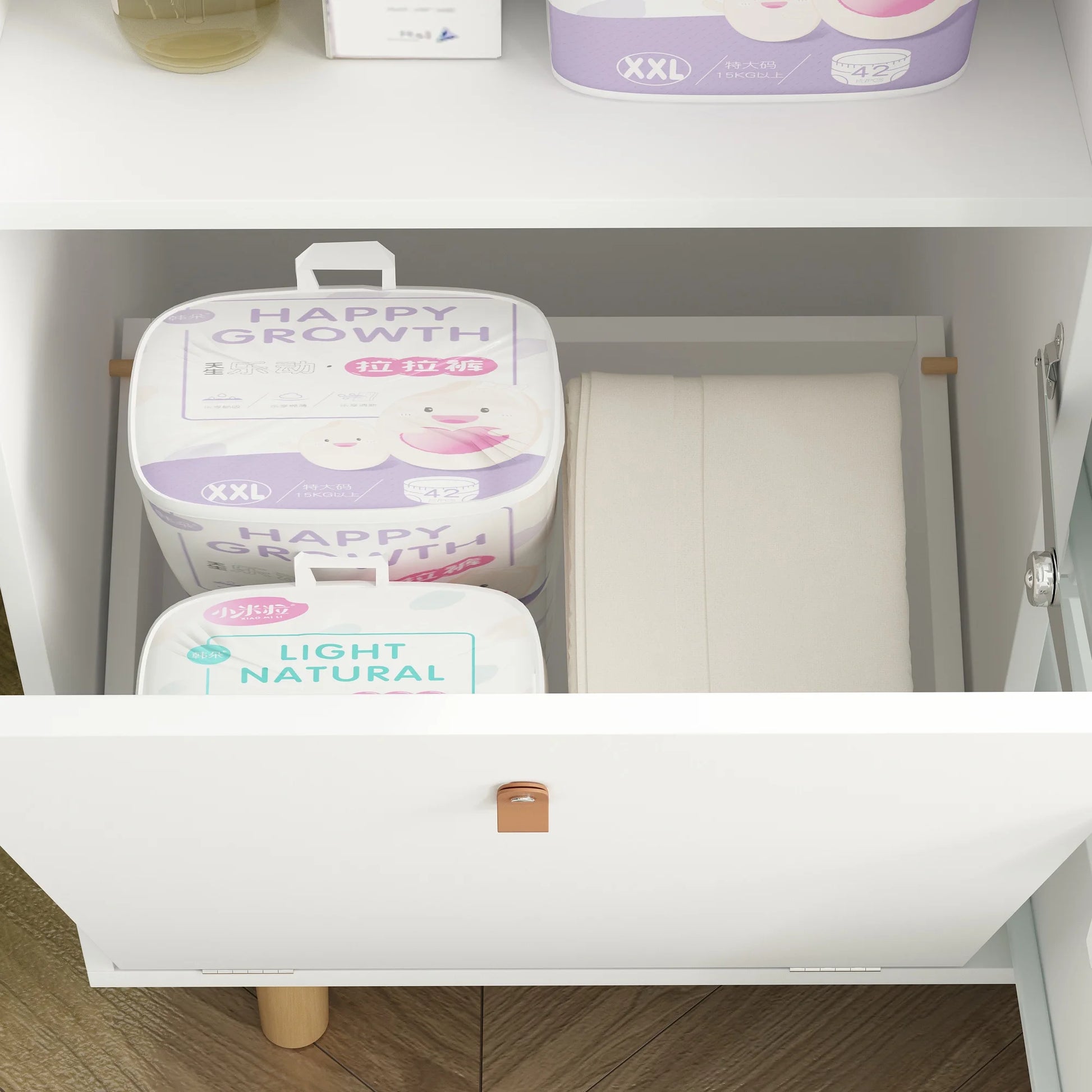 OXYLIFE 45" Baby Nursery Changing Table Dresser with 4 Drawers and Shelf for Nursery Room, White - Product image 16