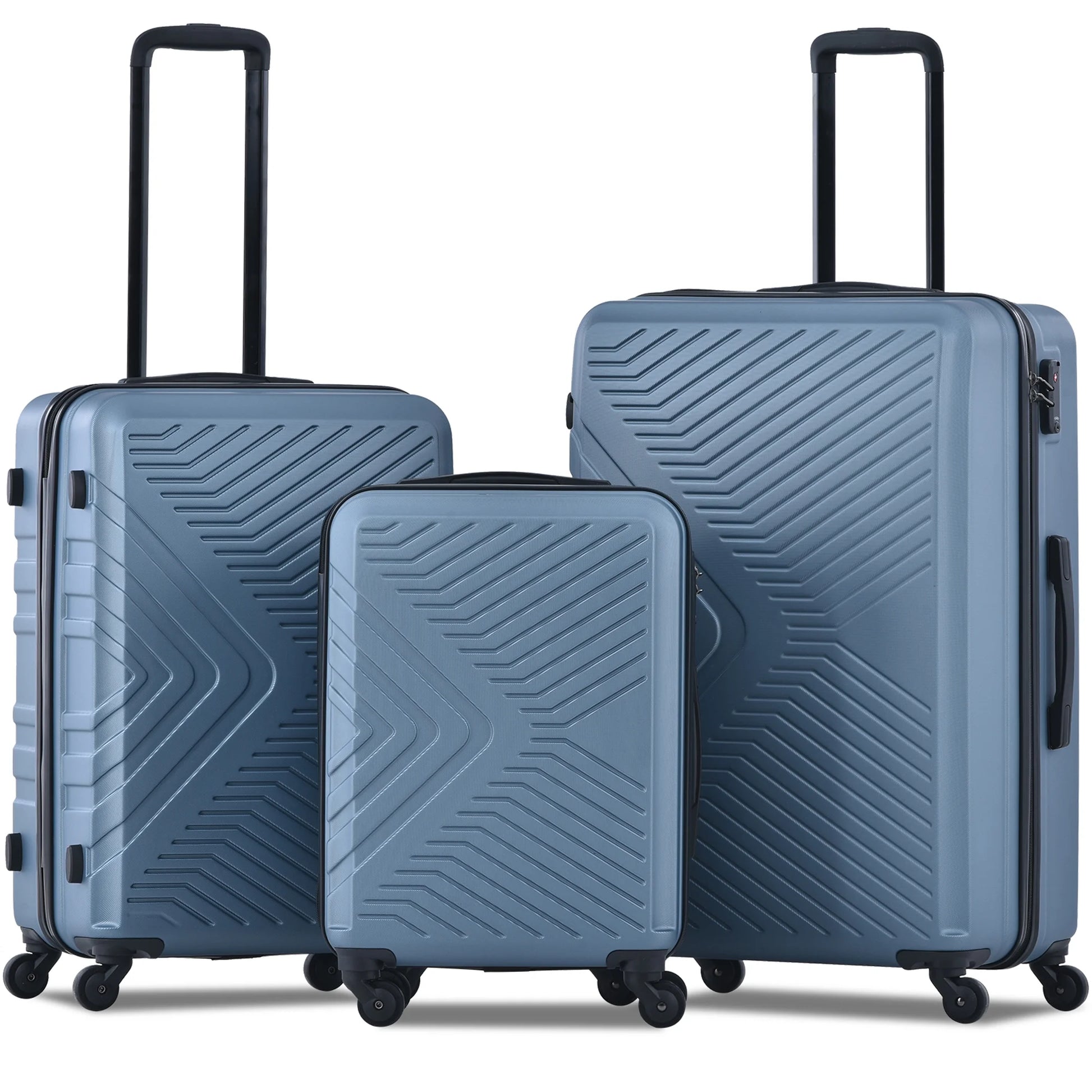 3 Piece Blue Luggage Travel Set, 20" 24" 28" Carry on Luggage with Spinner Wheels - Product image 2