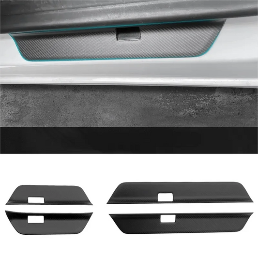 Real Dry Carbon Fiber Door Sill Strip Overlay for Model 3/Y